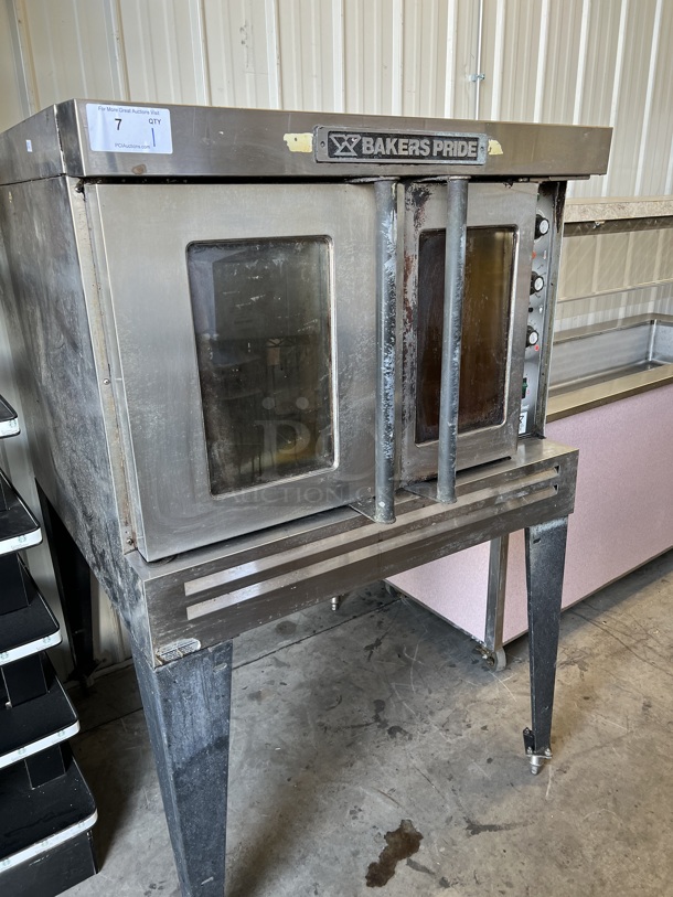 Baker's Pride Model BCO11G Stainless Steel Commercial Natural Gas Powered Full Size Convection Oven w/ View Through Doors, Metal Oven Racks and Thermostatic Controls on Metal Legs. 60,000 BTU. 39x42x60 - Image 6 of 6
