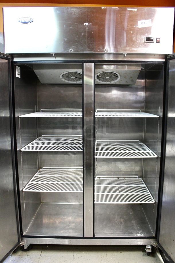 Atosa MBF8005 T-Series 52” Reach In Refrigerator – 2 Door – Top Mount On Commercial Casters, 6 Adjustable Height Shelves. 115v 60hz 1amp 1/3hp.                     Serial Number: MBF8005077 16053100C40034 52x33.3x82 - Image 3 of 3