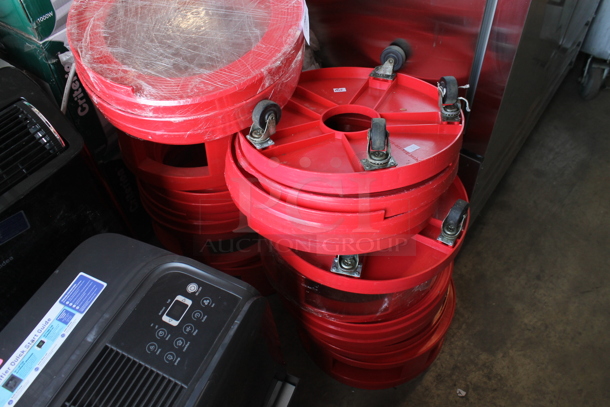ALL ONE MONEY! Lot of 23 Red Poly Dollies on Commercial Casters. - Image 2 of 2