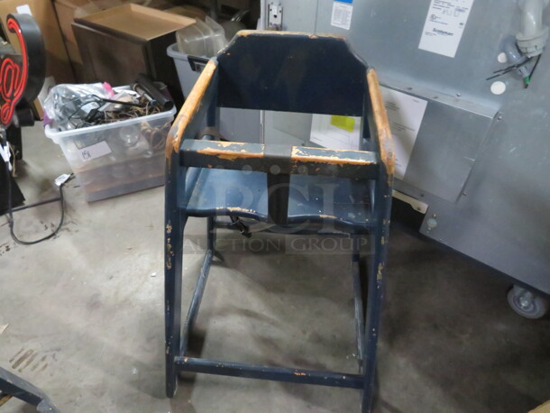 One Wooden High Chair With Safety Straps. - Image 1 of 1