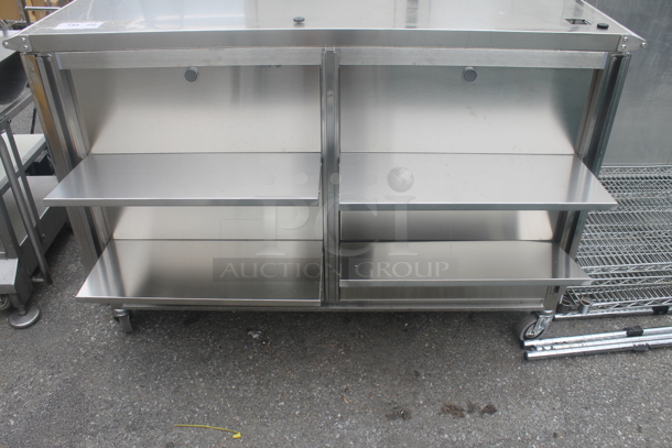 Stainless Steel Commercial Counter w/ 4 Doors on Commercial Casters. - Image 4 of 4