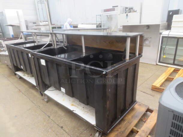 One IRP Portable Drink Station With Over Shelf On Casters. 61.5X31.5X48