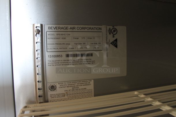 Beverage Air SPE48HC-12M Stainless Steel Commercial Sandwich Salad Prep Table Bain Marie Mega Top on Commercial Casters. 115 Volts, 1 Phase. Tested and Working! - Image 5 of 8