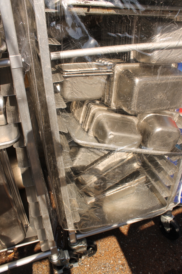 Metal Commercial Pan Transport Rack w/ Contents and Clear Poly Cover on Commercial Casters. - Image 3 of 3