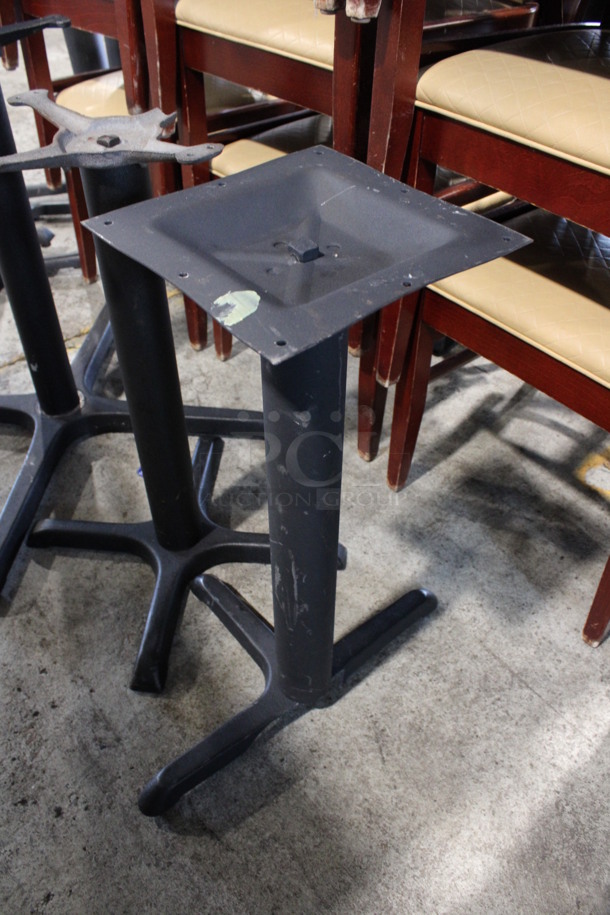 3 Various Black Metal Table Bases. See Pictures For Missing Parts. Includes 21x21x28. 3 Times Your Bid! - Image 4 of 7