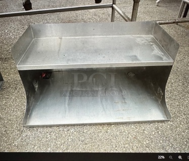 One Stainless Steel Wall Mount Double Shelf. 34X20X17