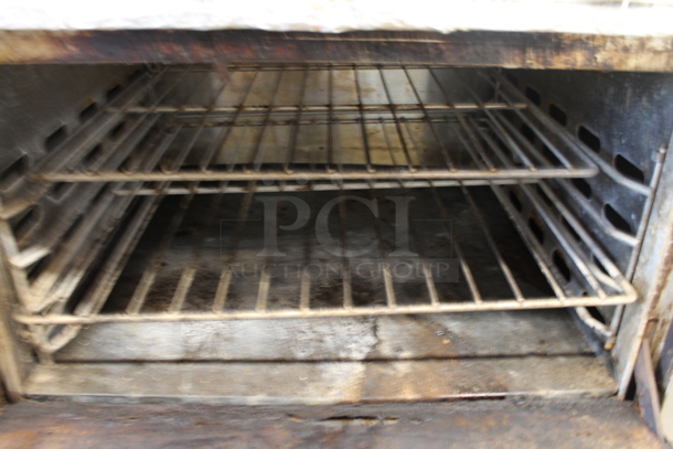 Stainless Steel Commercial Natural Gas Powered 6 Burner Range w/ Oven, Over Shelf and Back Splash. - Image 2 of 4