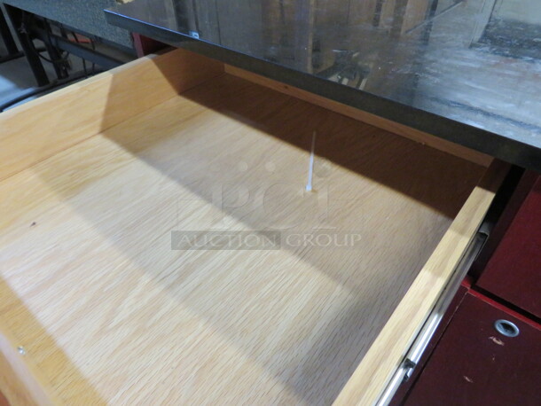 One Work Station With A Black Laminate Top, 2 Doors, And 2 Drawers On Casters. 48X25X36 - Image 2 of 3