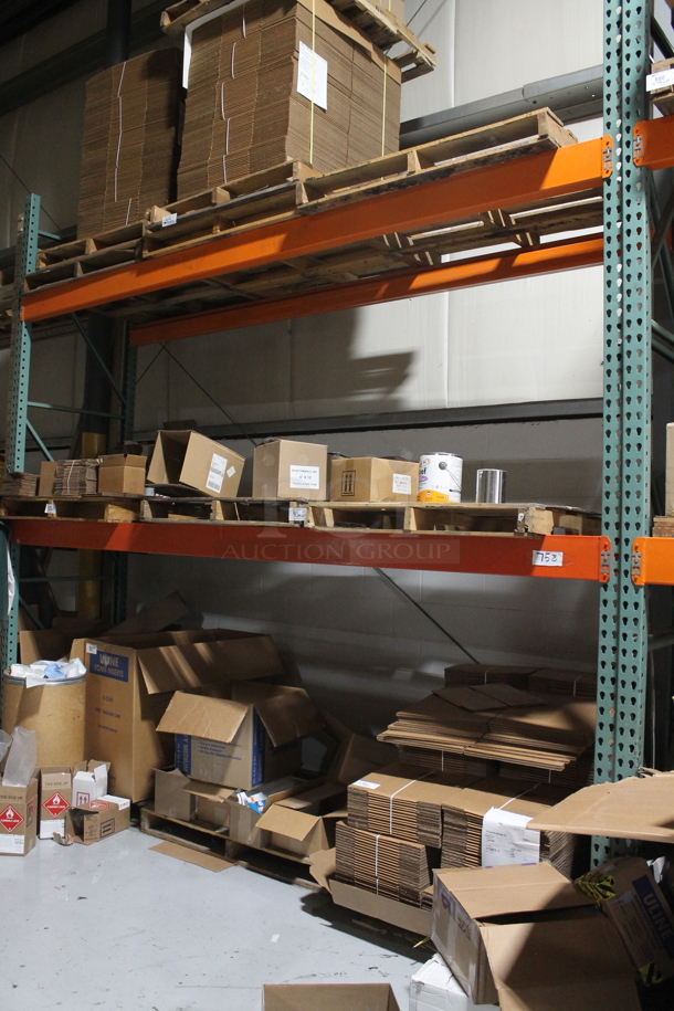 ALL ONE MONEY! Lot of Orange and Green Metal Pallet Racking. Does Not Include Contents. BUYER MUST REMOVE. - Image 1 of 4