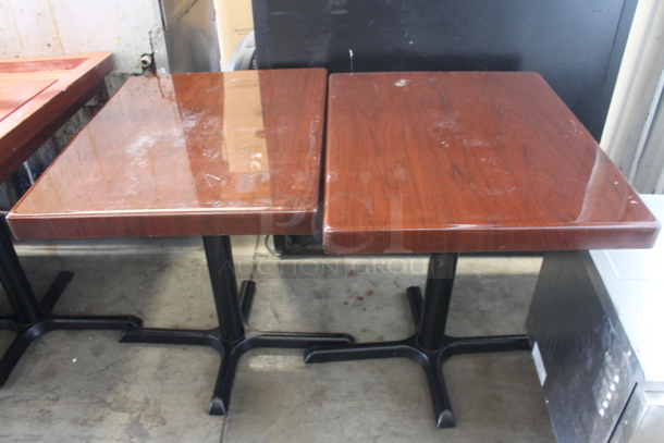 2 Resin  Wood Pattern Dining Tables w/ Bases. Stock Picture - Cosmetic Condition May Vary. 2 Times Your Bid!