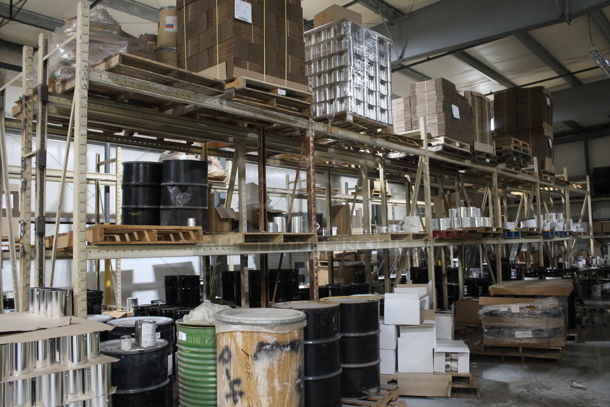 ALL ONE MONEY! Lot of Tan Metal Pallet Racking. Does Not Include Contents. BUYER MUST REMOVE. - Image 1 of 3
