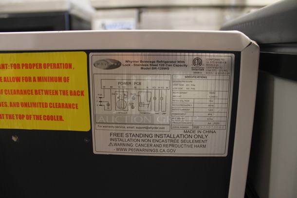 BRAND NEW SCRATCH AND DENT! Whynter BR-128WS Beverage Refrigerator With Glass Door and Lock, 17 in., Stainless Steel, 120 12-Oz. Can Capacity. 115 Volts, 1 Phase. Tested and Working! - Image 3 of 4