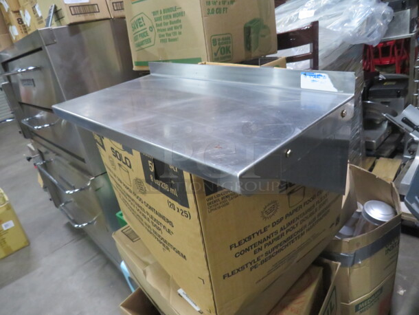 One Stainless Steel Wall Mount Shelf With 2 Brackets. 24X12X9 - Image 2 of 2