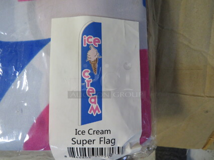 One NEW Outdoor Ice Cream SUPER Flag With Poles. 