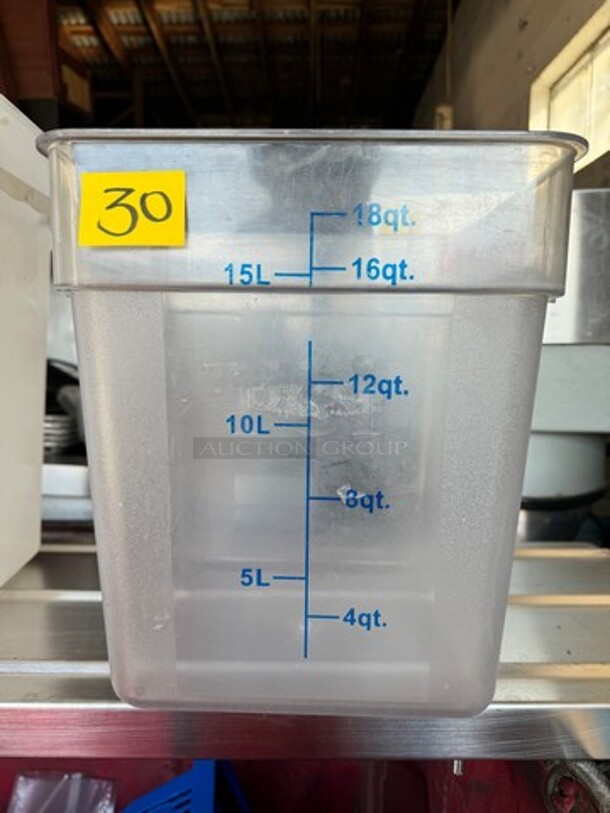 Cambro Square Food Storage Containers - 18 Quart, Clear - Image 2 of 3