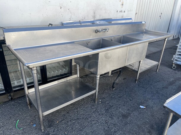 Clean! Commercial Two Compartment Stainless Steel Sink with Drain boards NSF  - Image 4 of 10