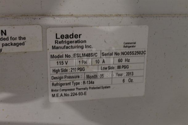 2013 Leader ESLM48S/C Stainless Steel Commercial Sandwich Salad Prep Table Bain Marie Mega Top. Tested and Working! - Image 3 of 6