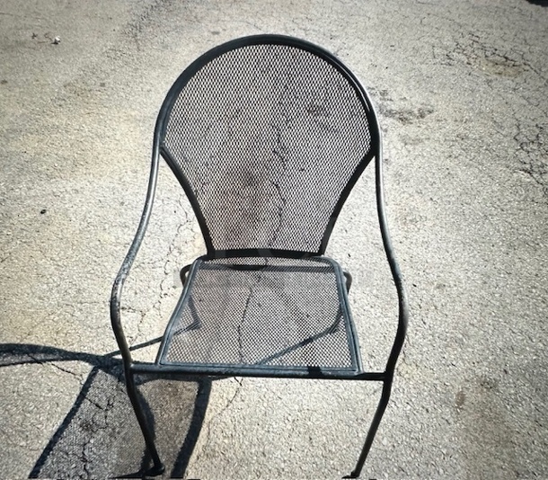 One Black Metal Patio Chair. 