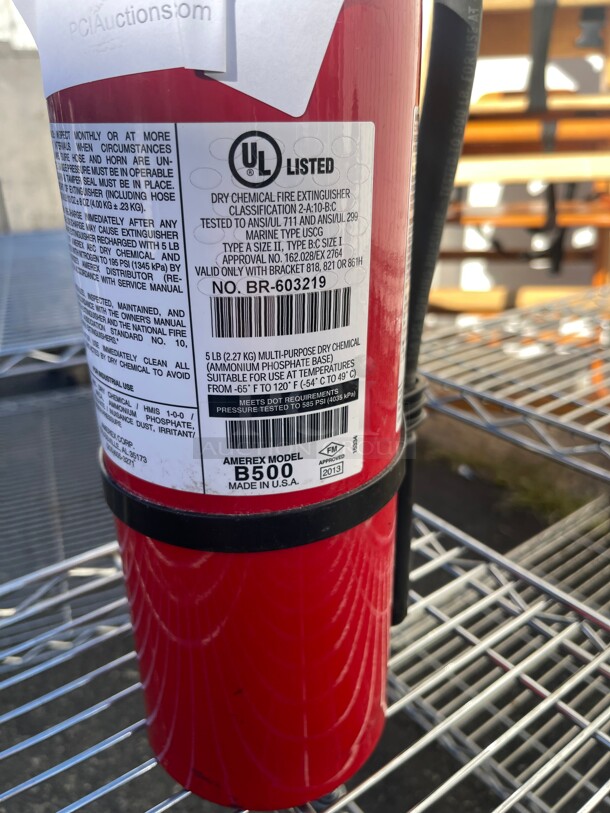 5 lb. Multi-Purpose Fire Extinguisher 2A:10B:C - Amerex B500 Commercial NSF  - Image 6 of 6