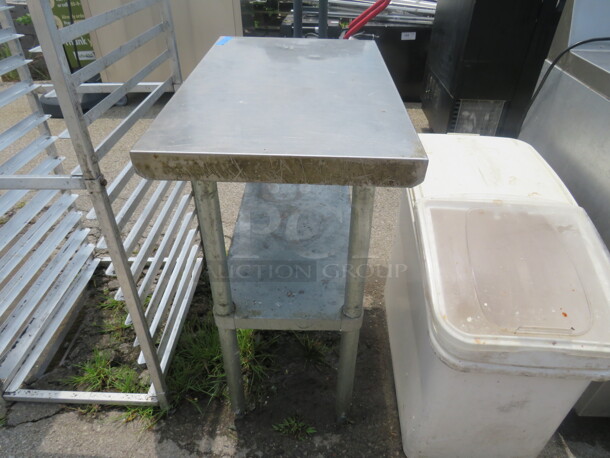One Stainless Steel Table With Under Shelf. 18X30X35 - Image 1 of 2