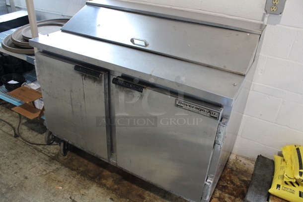 Beverage Air Model SP48-12 Stainless Steel Commercial Sandwich Salad Prep Table Bain Marie Mega Top on Commercial Casters. 115 Volts, 1 Phase. 48x30x41.5. Tested and Powers On But Does Not Get Cold - Image 2 of 8