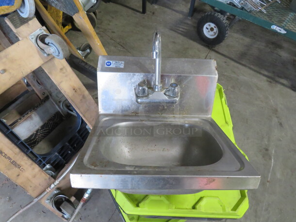 One Royal Stainless Steel Hand Sink With Faucet, And Back Splash. 16X15