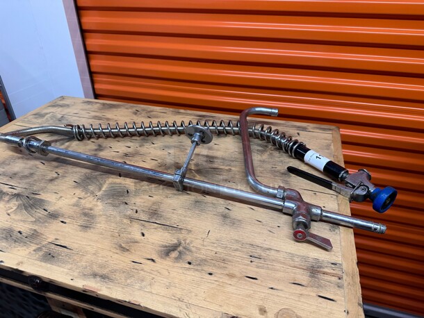 Working! T&S  32 inch  Wall Mount Pre Rinse Faucet - 1.15 GPM, Base with Nozzle NSF - Image 1 of 4