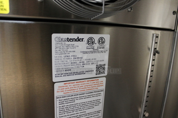 BRAND NEW! 2018 Glastender LP36 L-SN(L) Stainless Steel Commercial Single Door Undercounter Cooler. 115 Volts, 1 Phase. Tested and Working! - Image 6 of 6