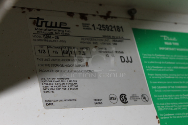 True GDM-26 Metal Commercial Single Door Reach In Cooler Merchandiser w/ Poly Coated Racks. 115 Volts, 1 Phase. Cannot Test Due To Damaged Plug - Image 4 of 4