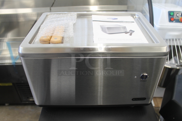 BRAND NEW SCRATCH AND DENT! Whynter ICR-300SS Stainless Steel Commercial Countertop Portable Instant Automatic Compressor Ice Cream Maker Frozen Pan Roller. 110-120 Volts, 1 Phase. Tested and Working! - Image 1 of 6