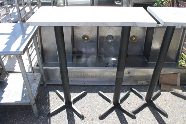Stone Tabletop on 2 Black Bar Height Table Bases. - Image 1 of 3