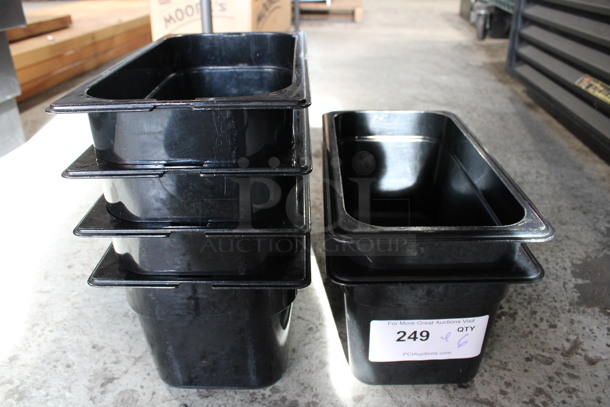 ALL ONE MONEY! Lot of 6 Black Poly 1/3 Size Drop In Bins; 2 Cambro and 4 Carlisle! 1/3x6