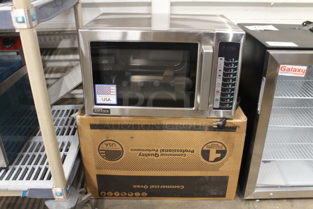 BRAND NEW SCRATCH AND DENT! Amana RCS10TS Commercial Stainless Steel Electric Stackable Microwave. 120V. Tested And Working!  - Image 2 of 11