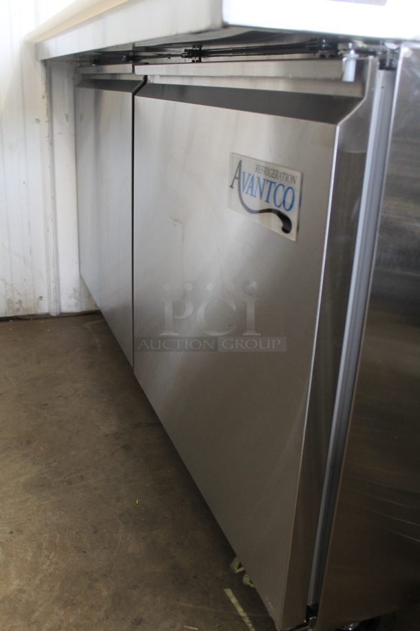 BRAND NEW SCRATCH AND DENT! 2023 Avantco 178SSPT60MHC Stainless Steel Commercial Sandwich Salad Prep Table Bain Marie Mega Top on Commercial Casters. 115 Volts, 1 Phase. Tested and Working! - Image 4 of 8