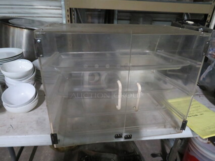 One 2 Door Pastry Display Case With 3 Shelves. 21X17.5X16.5