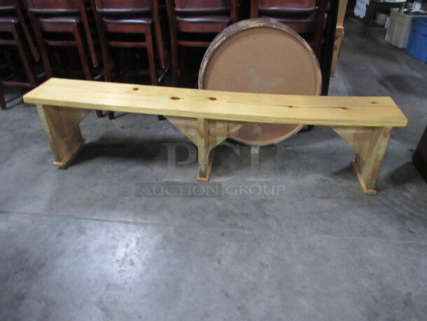 One Solid Wooden Bench In A Natural Finish. 77X11X18