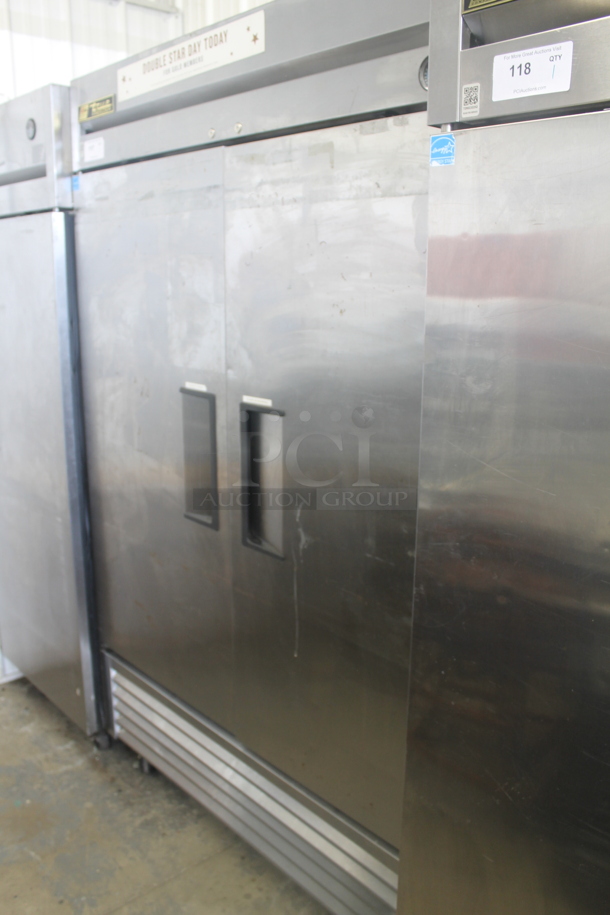 2013 True T-49F ENERGY STAR Stainless Steel Commercial Two Door Reach In Freezer w/ Poly Coated Racks on Commercial Casters. 115 Volts, 1 Phase. Tested and Working! - Image 3 of 7