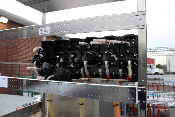 ALL ONE MONEY! Lot of 8 Soda Pumps on Chrome Finish Metal Soda Rack! 28x17x74 - Image 3 of 5