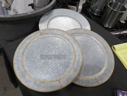 Assorted 13 Inch Galvanized Plate. 3XBID