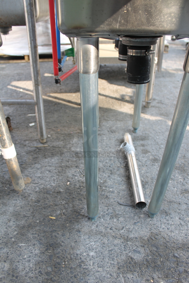 KoolMore SC101410-12B3 Commercial Stainless Steel 3 Bay Sink With Faucet And Left And Right Drain Boards on Galvanized Legs.  - Image 9 of 10