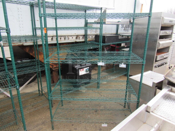 One Green Coated Metro Shelf With 4 Shelves. 48X21X73 - Image 1 of 1