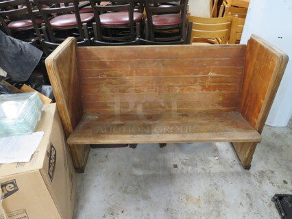 One Vintage Wooden Church Pew. 51.5X21X36