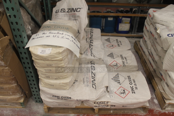 ALL ONE MONEY! PALLET LOT of Various Items Including Zinc Oxide Bags. BUYER MUST REMOVE. - Image 1 of 5
