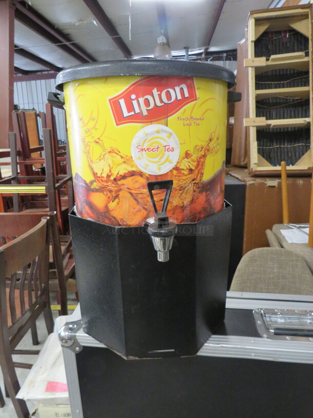 One Stainless Steel Tea Satellite With Metal Stand, Lid And Spigot.  - Image 2 of 2