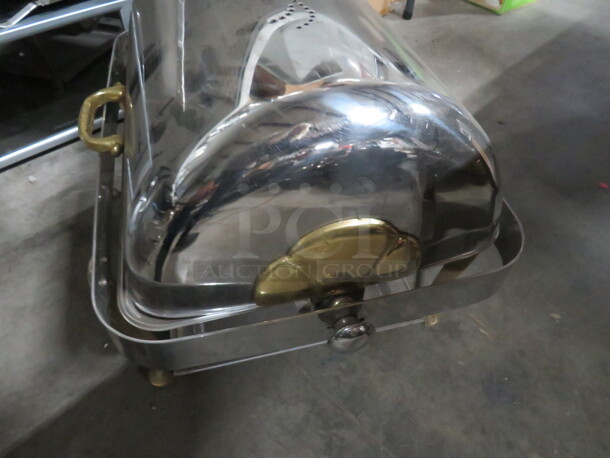 One Bon Chef Stainless Steel Roll Top Chafer With Gold Accents. VERY NICE!!!! - Image 3 of 3