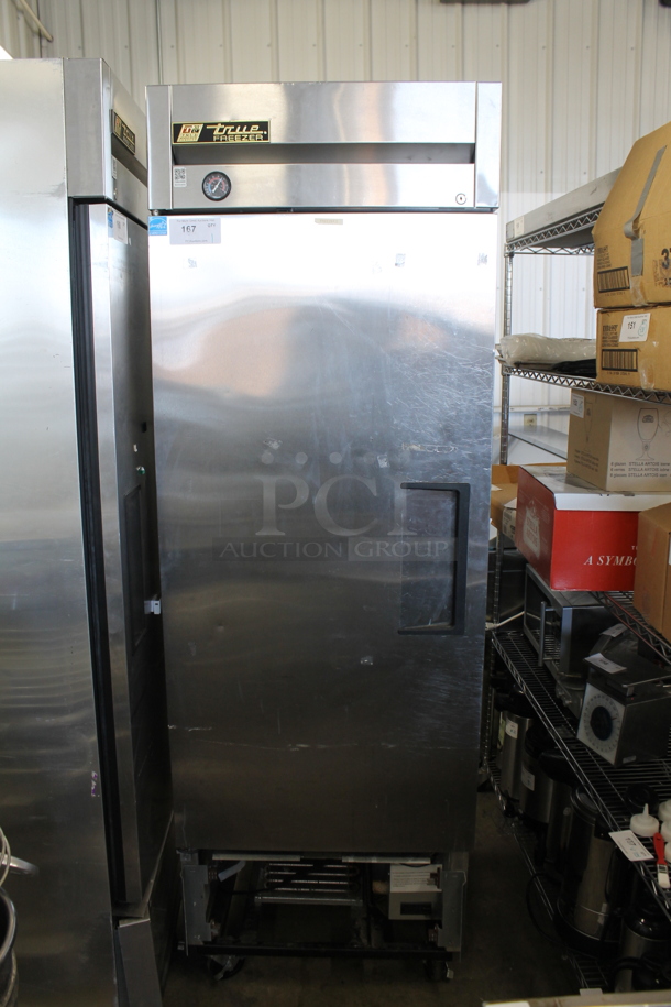 2013 True T-23F ENERGY STAR Stainless Steel Commercial Single Door Reach In Freezer w/ Poly Coated Racks on Commercial Casters. 115 Volts, 1 Phase. Tested and Powers On But Does Not Get Cold - Image 1 of 7