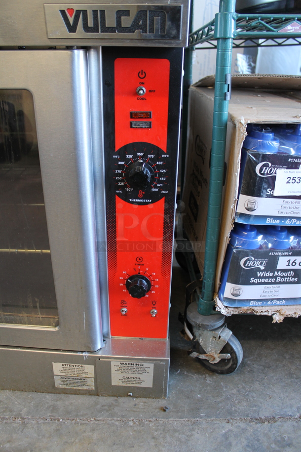 2 LIKE NEW! Vulcan VC4ED Stainless Steel Commercial Electric Powered Full Size Convection Ovens w/ View Through Doors, Metal Oven Racks and Thermostatic Controls. 208 Volts, 3/1 Phase. 2 Times Your Bid! - Image 6 of 11