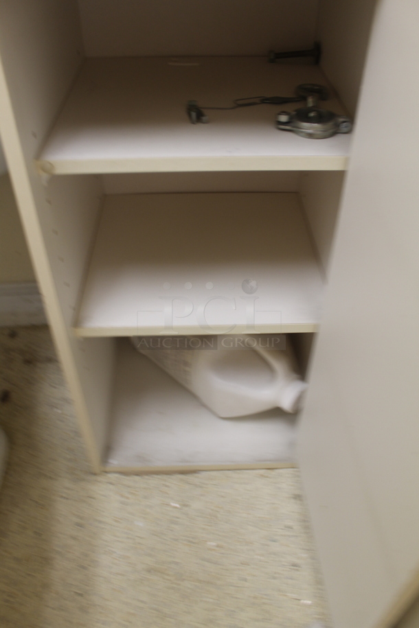 ALL ONE MONEY! ROOM LOT of Various Items Including Mirror, 2 White Cabinets and Fake Plant. Does Not Include Toilet or Sink. BUYER MUST REMOVE. - Image 6 of 7