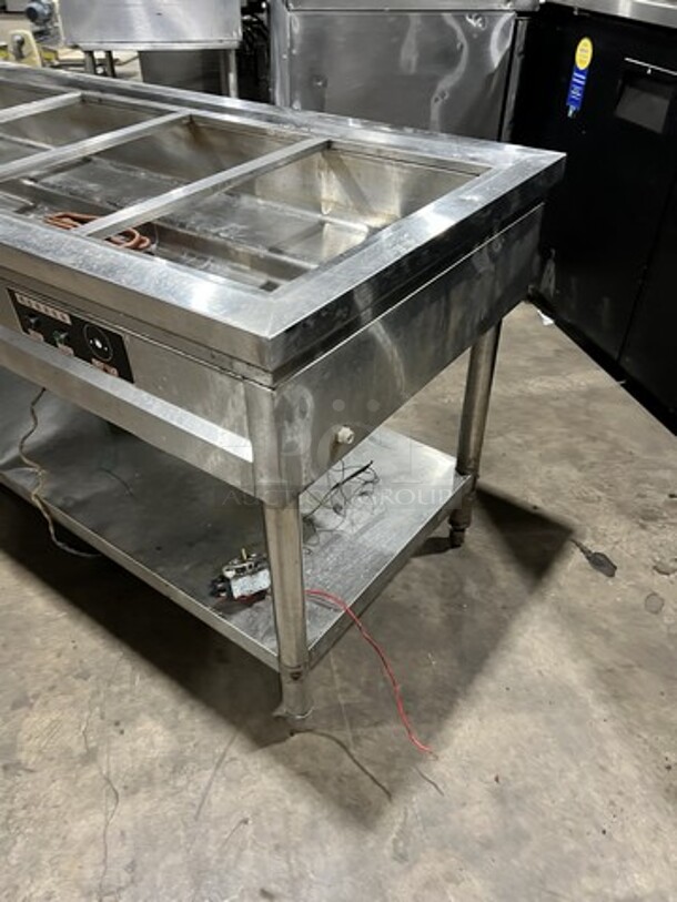 All Stainless Steel Electric Powered 5 Well Steam Table! With Underneath Shelf! On Legs!  - Image 2 of 8