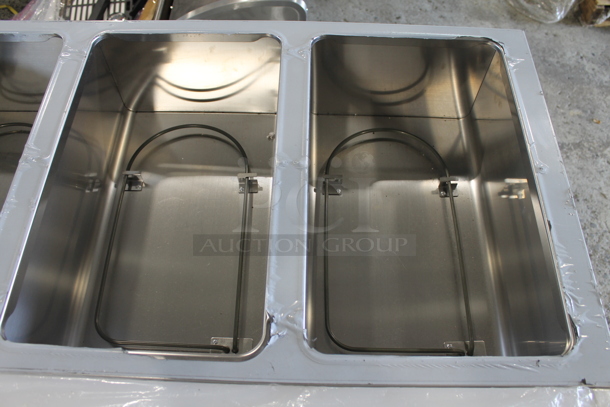 BRAND NEW SCRATCH AND DENT! KoolMore KM-OWS Stainless Steel Commercial Floor Style Electric Powered 4 Bay Steam Table w/ Under Shelf. 120 Volts, 1 Phase. Cannot Test Due To Plug Style - Image 4 of 11